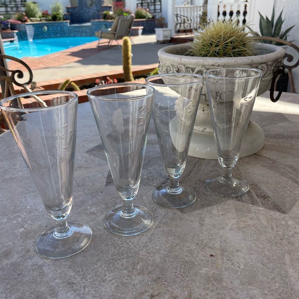 Princess House Heritage Crystal Pilsner Beer 10oz Glass Set of 4 #442